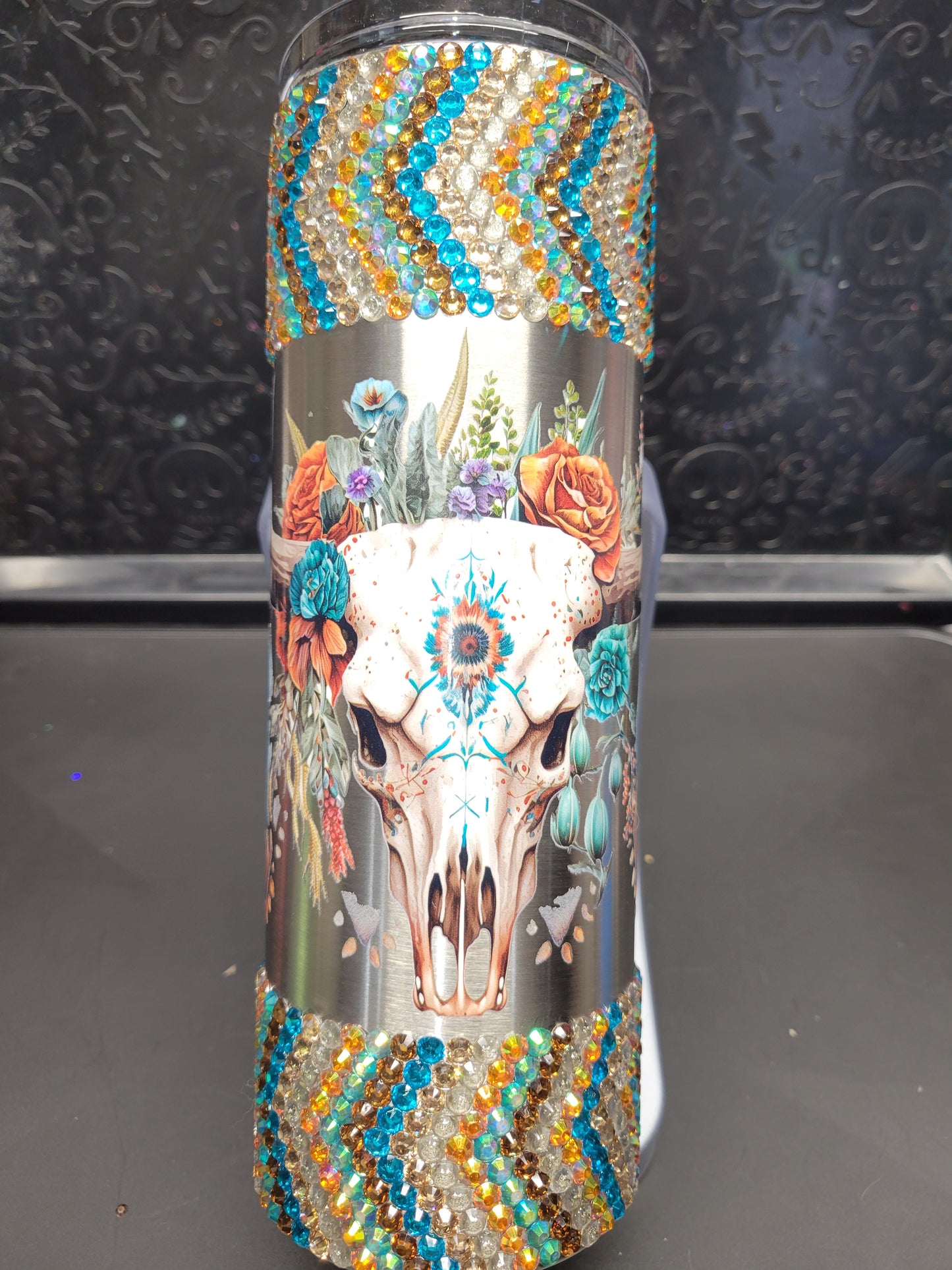 Boho cow skull 20oz tumbler