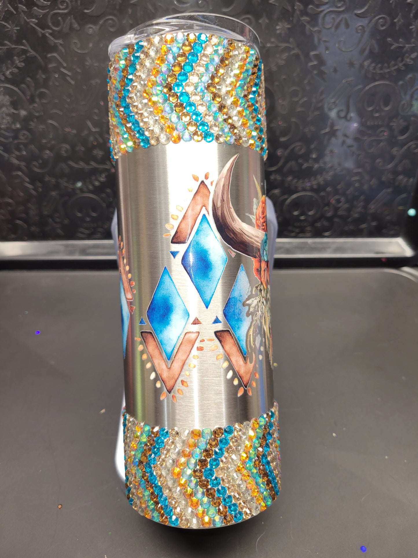 Boho cow skull 20oz tumbler