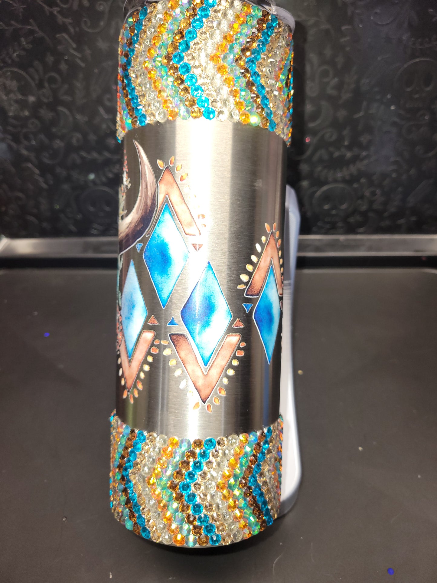 Boho cow skull 20oz tumbler