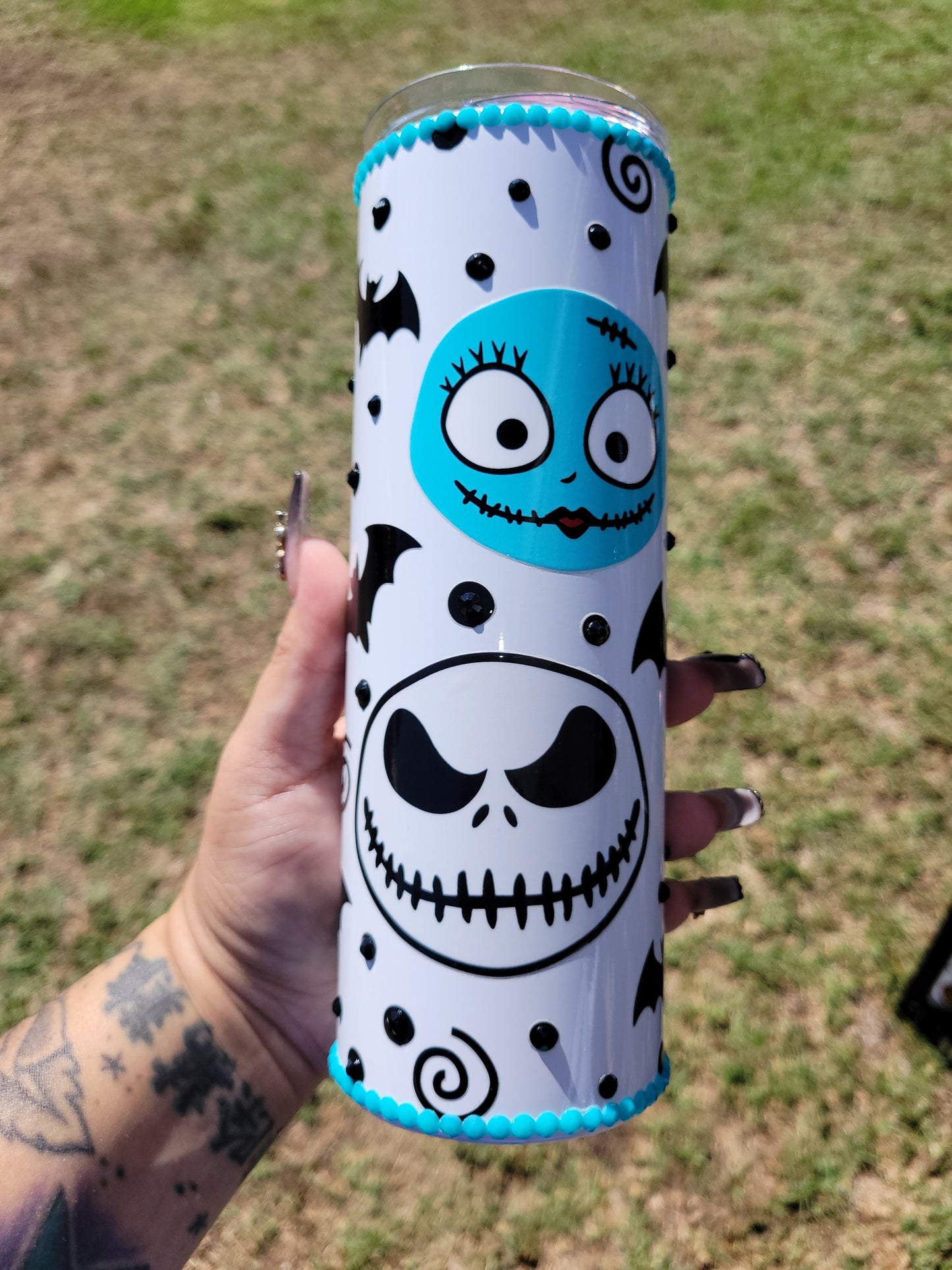Jack & Sally heads 20 oz tumbler