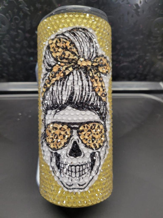 Gold Glitter Leopard Skull Lady