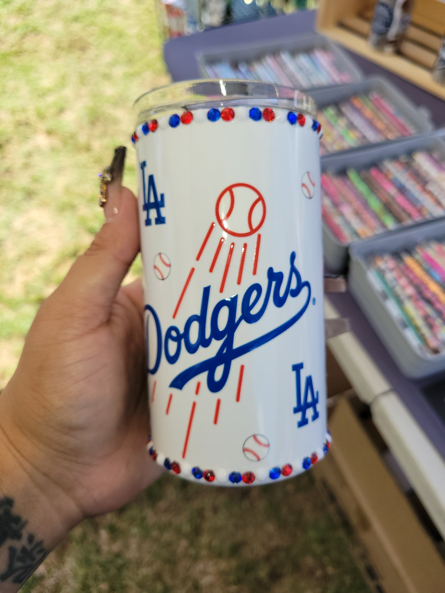 Dodgers bling 14oz Tumbler