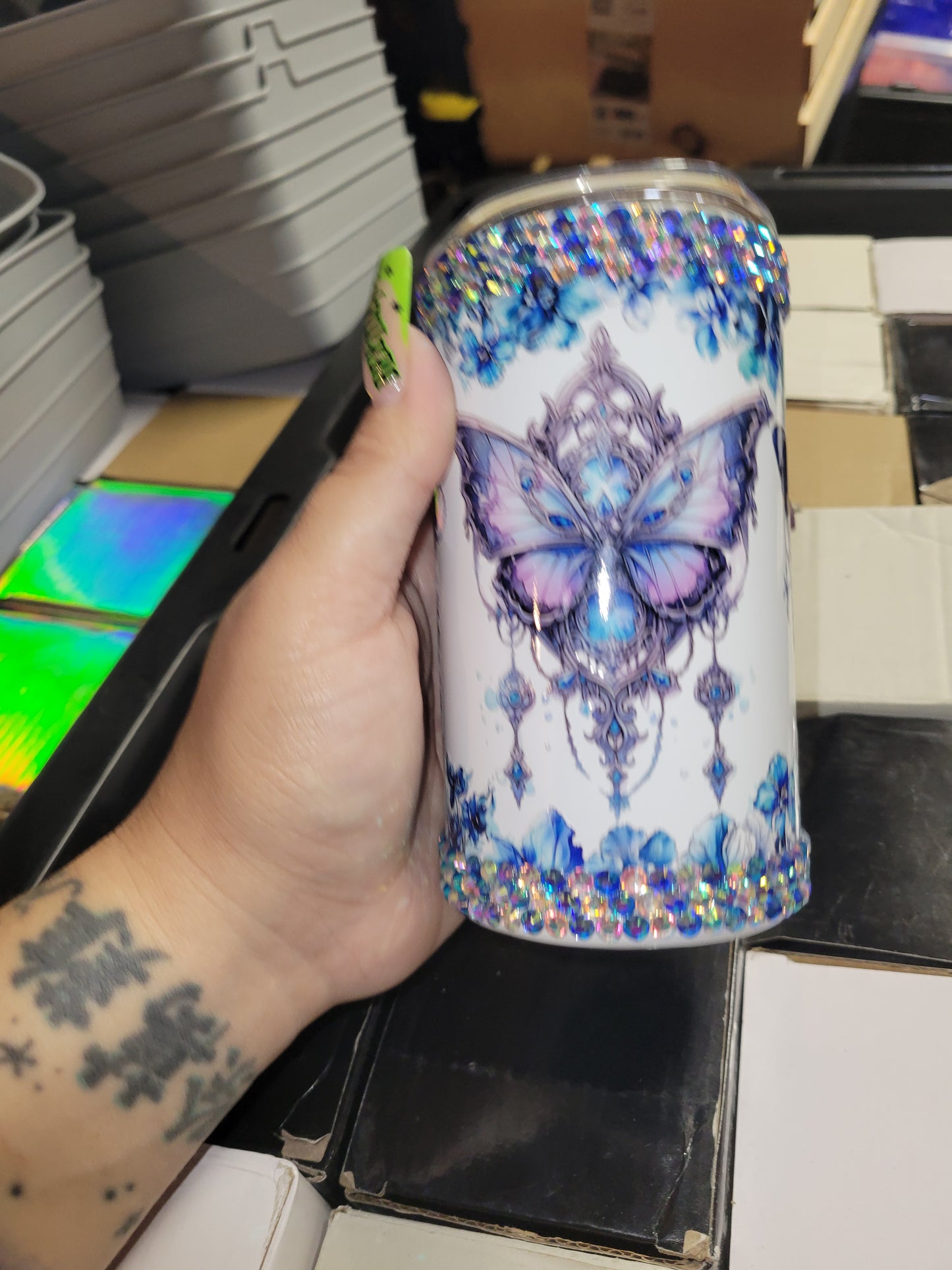 Blue butterfly 14oz Tumbler